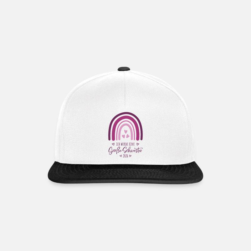 Große Schwester 2026 Regenbogen - Snapback Cap - Weiß/Schwarz