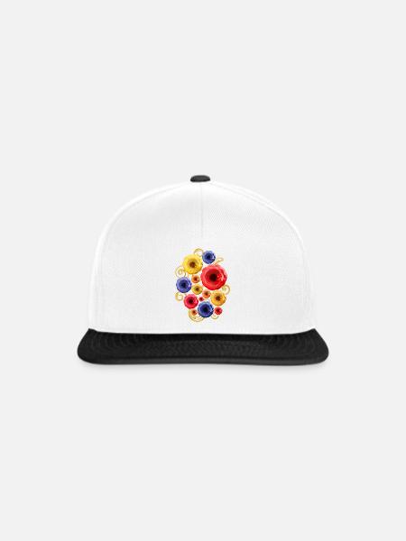 Bunte Blumen (Wasserfarben) - Snapback Cap - Weiß/Schwarz