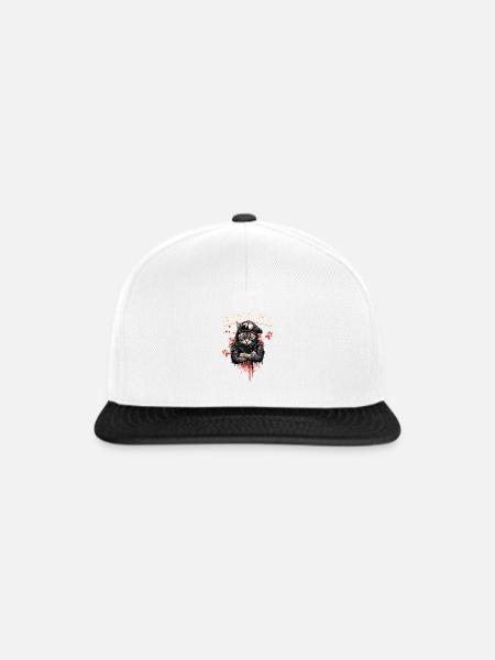 Rebel Cat - Snapback Cap - Weiß/Schwarz
