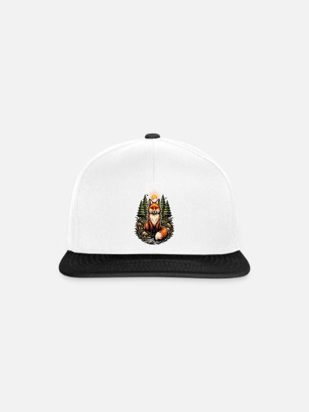 Fuchs im Wald bei Sonnenaufgang - Snapback Cap - Weiß/Schwarz