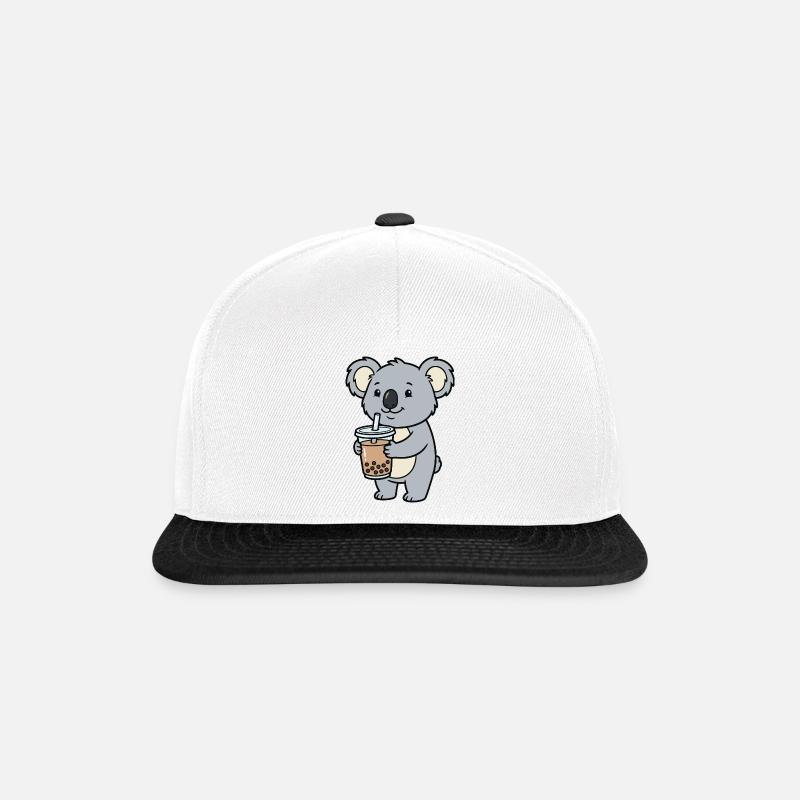 Koala-Bubble-Tea - Snapback Cap - Weiß/Schwarz