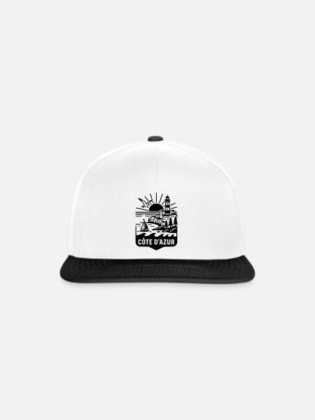 Côte d'Azur Silhouette Meer & Leuchtturm - Snapback Cap - Weiß/Schwarz
