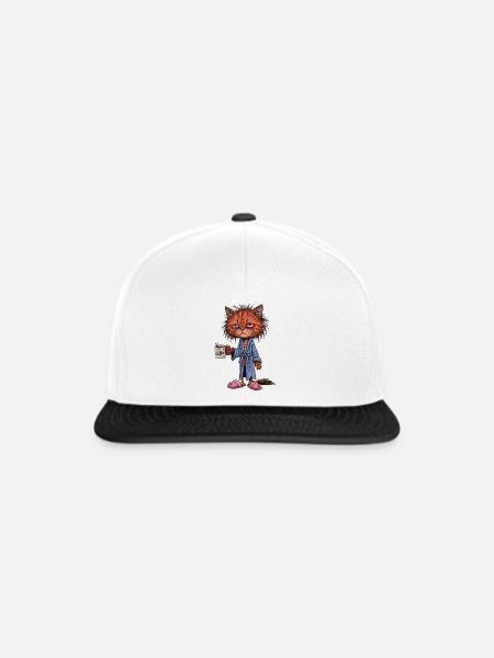 Müde Kaffee Katze - Snapback Cap - Weiß/Schwarz