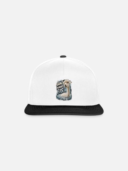 "Ganz dünnes Eis" Alpaka Spruch - Snapback Cap - Weiß/Schwarz
