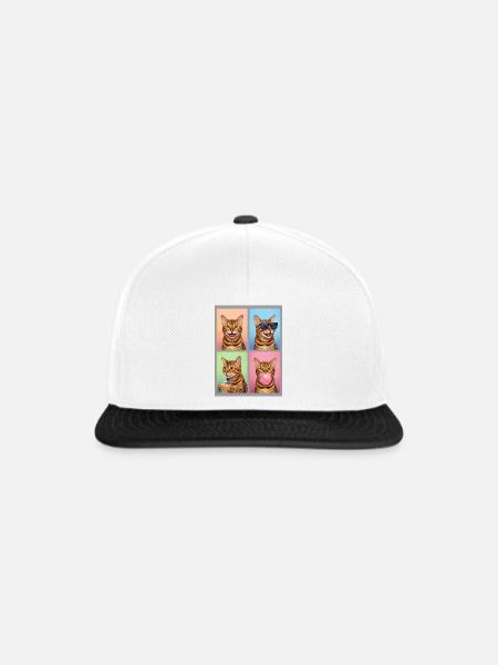 Katzen Bengal Katze - Snapback Cap - Weiß/Schwarz