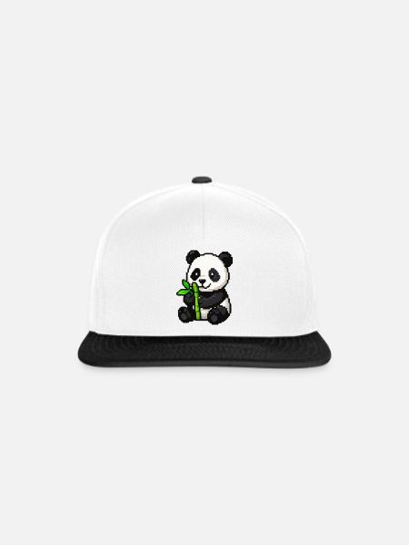 Pixelpanda mit Bambus - Snapback Cap - Weiß/Schwarz