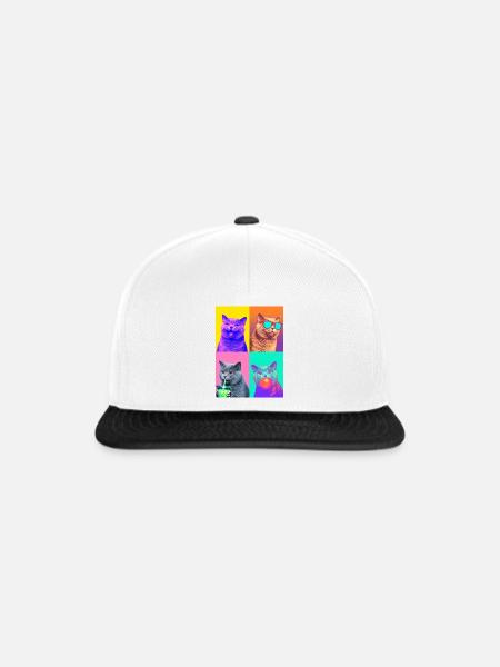Katzen Britisch Kurzhaar Katze - Snapback Cap - Weiß/Schwarz