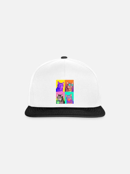 Katzen Manx Katze - Snapback Cap - Weiß/Schwarz