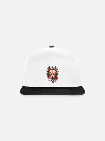 Kitsune Mask Blütenpracht - Snapback Cap - Weiß/Schwarz