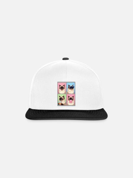 Katzen Ragdoll Katze - Snapback Cap - Weiß/Schwarz