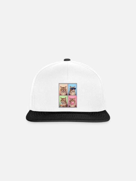 Katzen Selkirk Rex Katze - Snapback Cap - Weiß/Schwarz