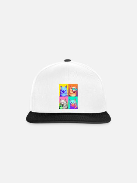Katzen Türkisch Angora Katze - Snapback Cap - Weiß/Schwarz