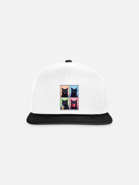 Katzen schwarze Katze - Snapback Cap - Weiß/Schwarz