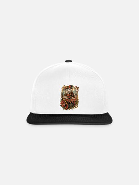 Harlekin der Commedia dell'Arte - Snapback Cap - Weiß/Schwarz