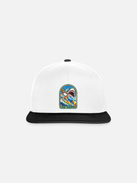 Positiver Surf Shark Retro - Snapback Cap - Weiß/Schwarz