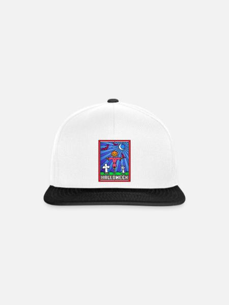 Halloween-Szene Buntglaskunst - Snapback Cap - Weiß/Schwarz