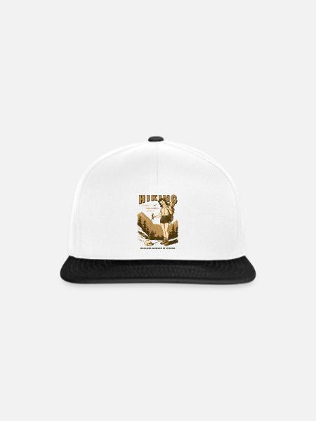 Hiking, because.... - Snapback Cap - Weiß/Schwarz