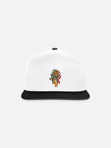 Tiger mit bunten Bändern Ornament - Snapback Cap - Weiß/Schwarz