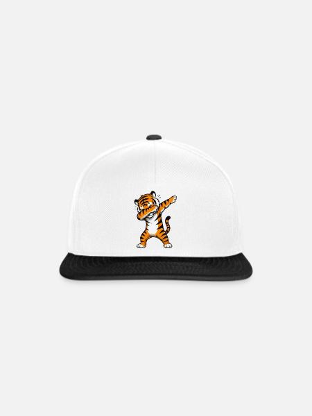 Tiger Dab Aufdruck - Snapback Cap - Weiß/Schwarz