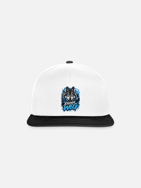 Neon-Wolf Mondnachtwald - Snapback Cap - Weiß/Schwarz
