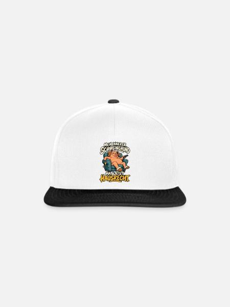 Schweinehund mit Hausrecht - Snapback Cap - Weiß/Schwarz