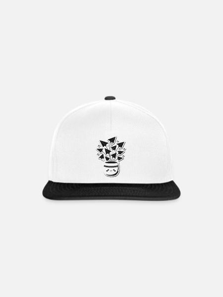 Topf voller Origami-Papierflieger - Snapback Cap - Weiß/Schwarz