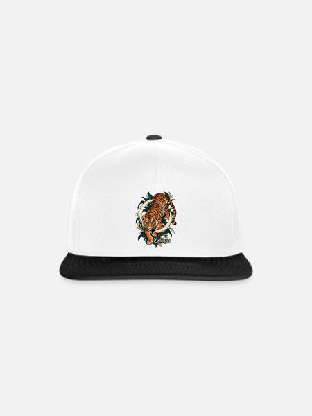 ZenTiger: Tiger im Zen-Kreis - Snapback Cap - Weiß/Schwarz