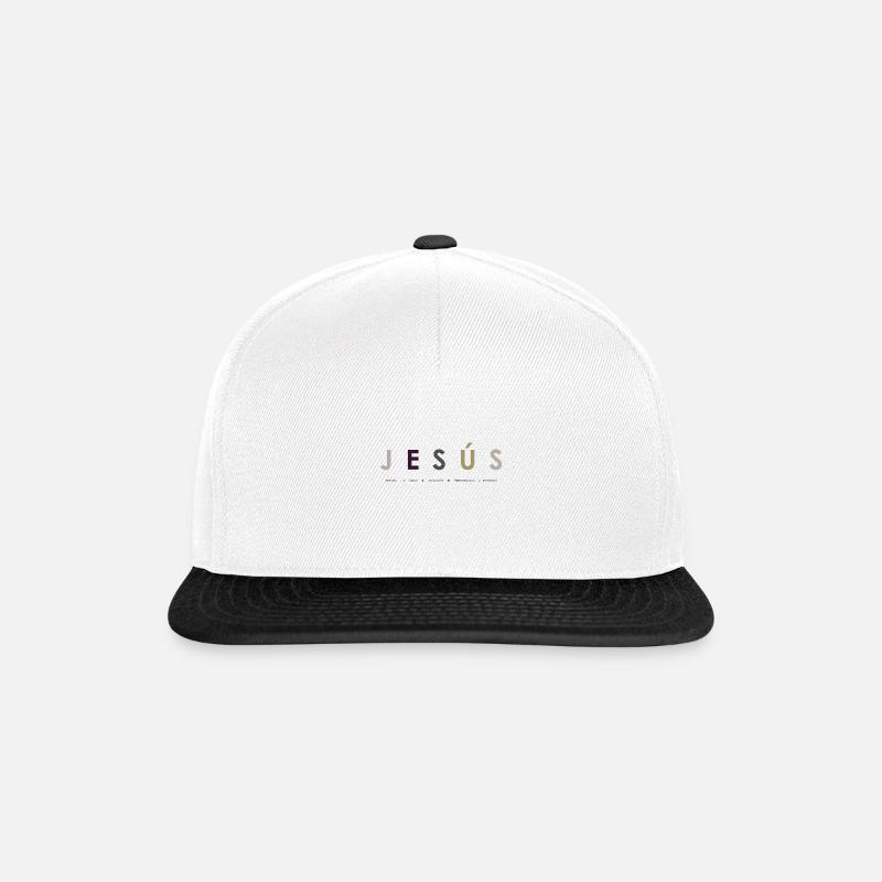 JESUS WHITE - Snapback Cap - white/black