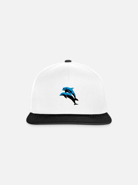 Delfin, Delfine - Dolphin - Snapback Cap - Weiß/Schwarz