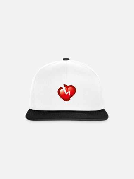 Smiley Broken Heart - Snapback Cap - Weiß/Schwarz