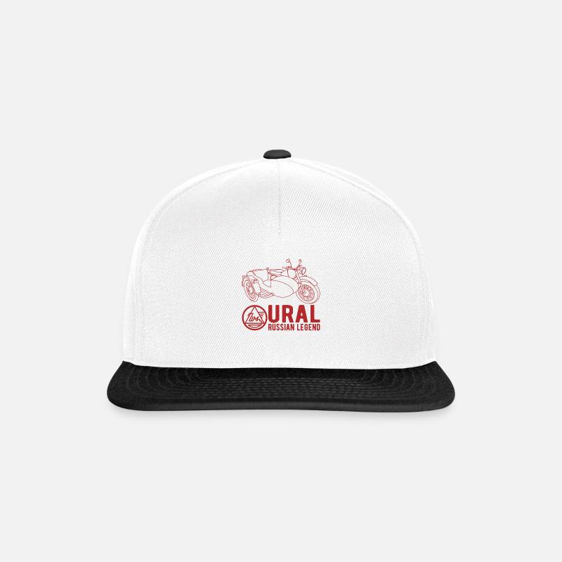 Ural Russian Legend Dnepr USSR Motorrad - Snapback Cap - Weiß/Schwarz