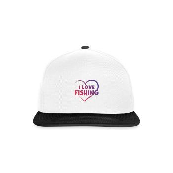 Ich Liebe Fischen Herz - Snapback Cap - Weiß/Schwarz - Vorne