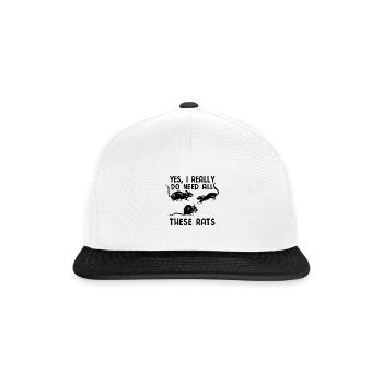 Nagetier Maus Ratte - Snapback Cap - Weiß/Schwarz - Vorne