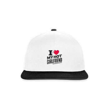 Stolz auf Meine Heiße Freundin - I Love My Hot - Snapback Cap - Weiß/Schwarz - Vorne