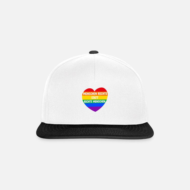 Menschenrechte statt rechte Menschen - Regenbogen - Snapback Cap - Weiß/Schwarz