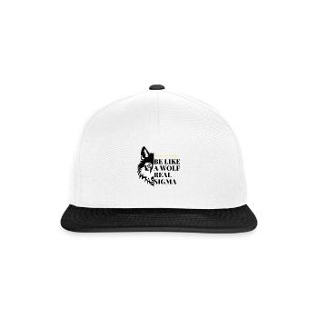 BE LIKE A WOLF REAL SIGMA - Snapback Cap - white/black - Front
