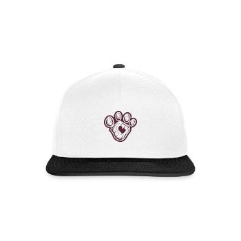 Paw with heart - Snapback Cap - white/black - Front