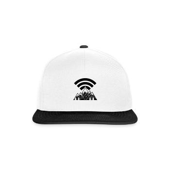 Abstraktes Wifi Signal Berg Silhouette Design - Snapback Cap - Weiß/Schwarz - Vorne