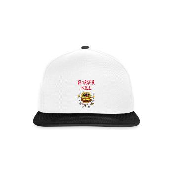 Fleischfresser Hamburger - Snapback Cap - Weiß/Schwarz - Vorne
