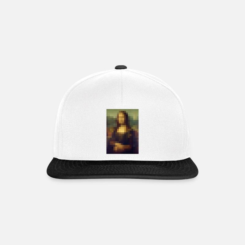 Mona Lisa 8-Bit Pixel Gemälde Leonardo da Vinci - Snapback Cap - Weiß/Schwarz