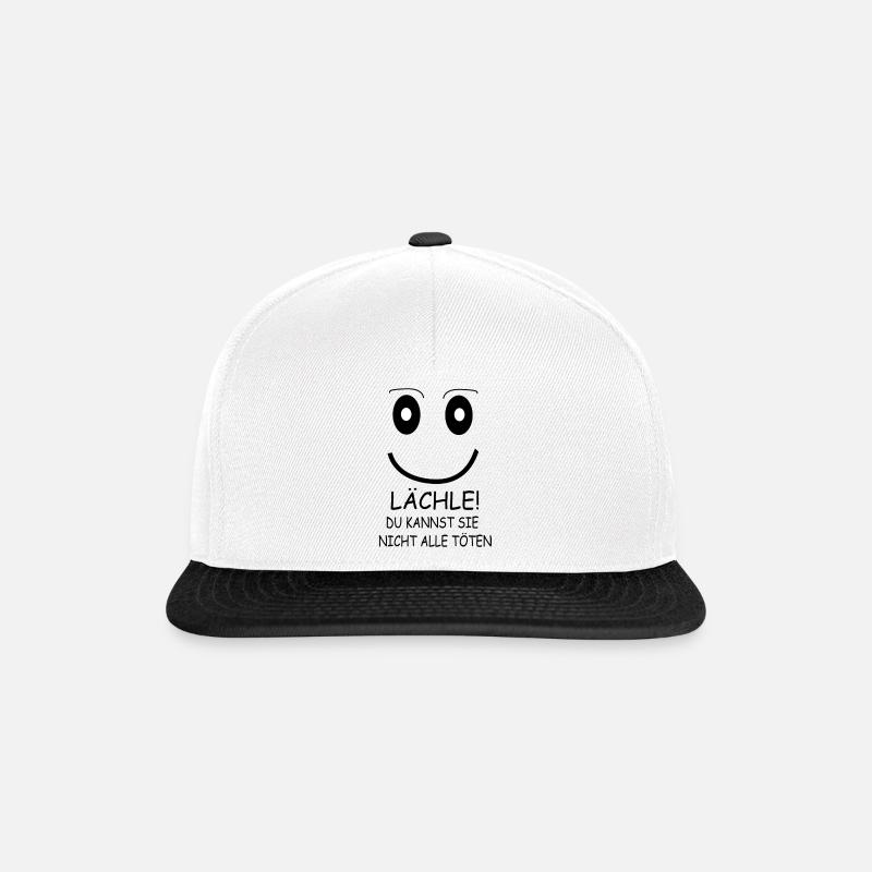 lustiger Spruch: Smile! - Snapback Cap - Weiß/Schwarz
