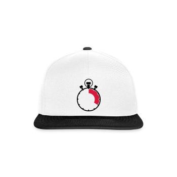 stopuhr_02 - Snapback Cap - Weiß/Schwarz - Vorne