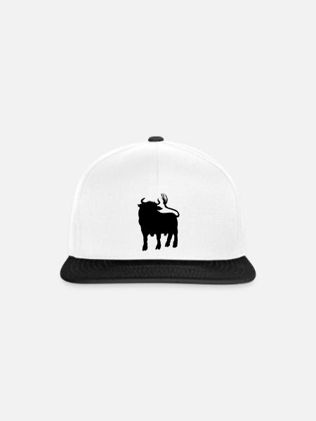 Stierschattenbild, Logofarm oder Metzger - Snapback Cap - Weiß/Schwarz