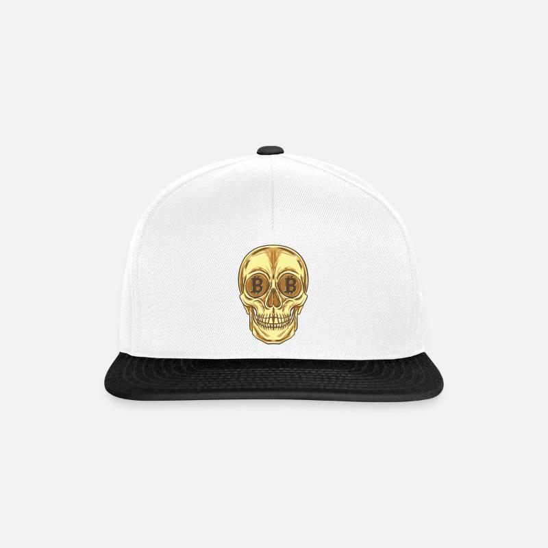 Bitcoin Totenkopf BTC Kryptowährung - Snapback Cap - Weiß/Schwarz