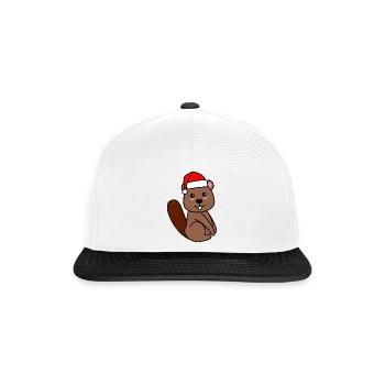 Beaver Comic Christmas Xmas - Snapback Cap - white/black - Front
