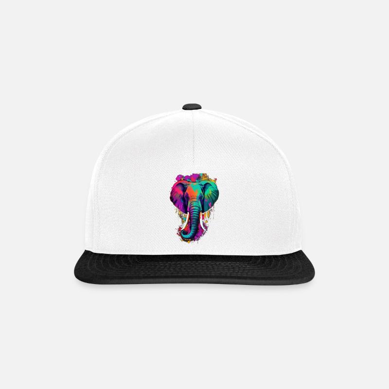 Elefant - Snapback Cap - Weiß/Schwarz