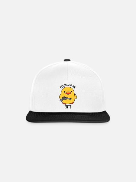 Psychisch am Ente - Snapback Cap - Weiß/Schwarz