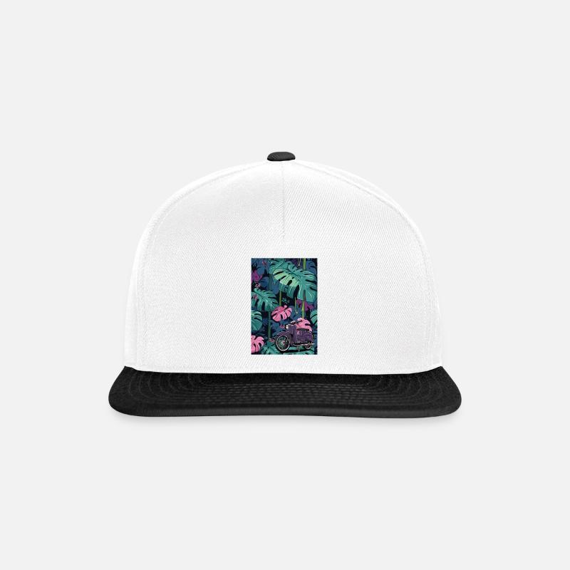 Schwalbe (lila) // Illustration - Snapback Cap - Weiß/Schwarz
