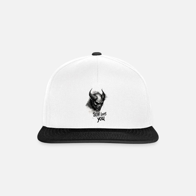 Satan loves you Teufel Devil 666 Satanist - Snapback Cap - Weiß/Schwarz