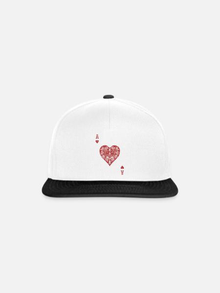 Herz-Ass ❤️ - Snapback Cap - Weiß/Schwarz